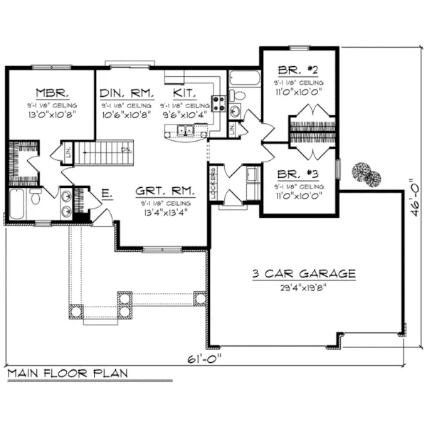 Country House Plan First Floor - Devin European Ranch Home 051D-0778 - Search House Plans and More