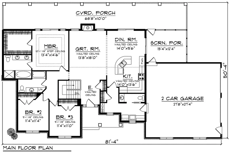 Rustic House Plan First Floor - Redell Rustic Ranch Home 051D-0783 - Shop House Plans and More