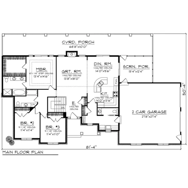 Country House Plan First Floor - Redell Rustic Ranch Home 051D-0783 - Shop House Plans and More