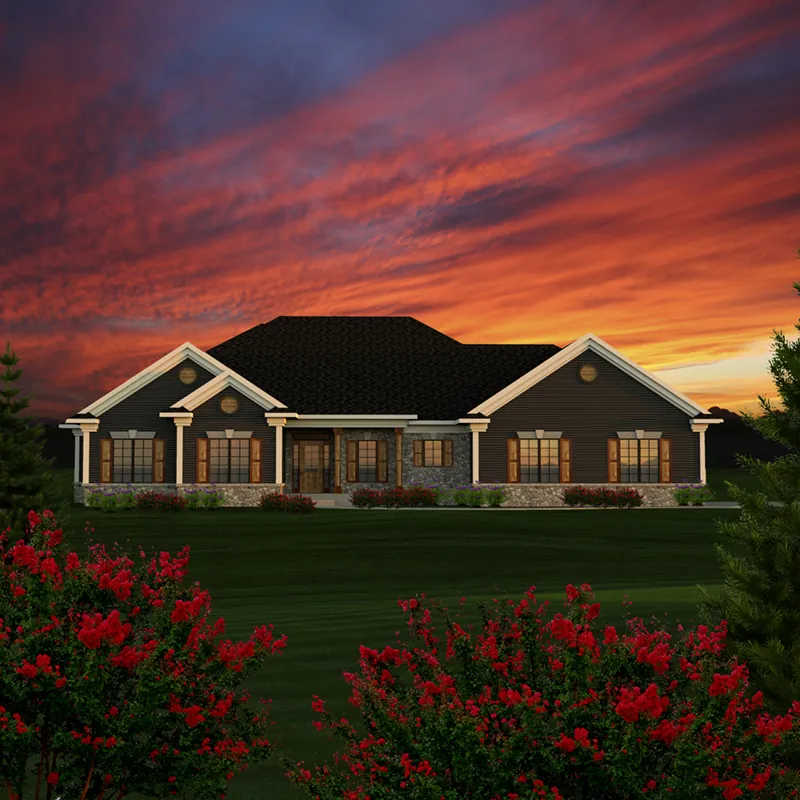 Rustic House Plan Front of Home - Redell Rustic Ranch Home 051D-0783 - Shop House Plans and More