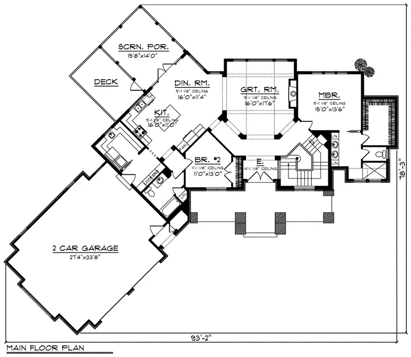 Arts & Crafts House Plan First Floor - Tavern Creek European Home 051D-0784 - Shop House Plans and More