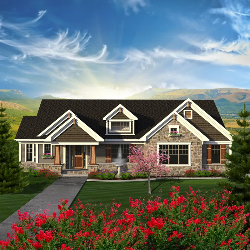 European House Plan Front of Home - Evans Rustic Craftsman Home 051D-0794 - Search House Plans and More