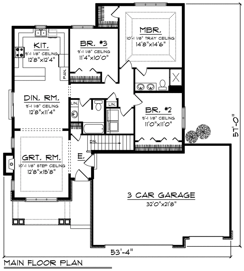 Arts & Crafts House Plan First Floor - Hollace Rustic Ranch Home 051D-0799 - Search House Plans and More