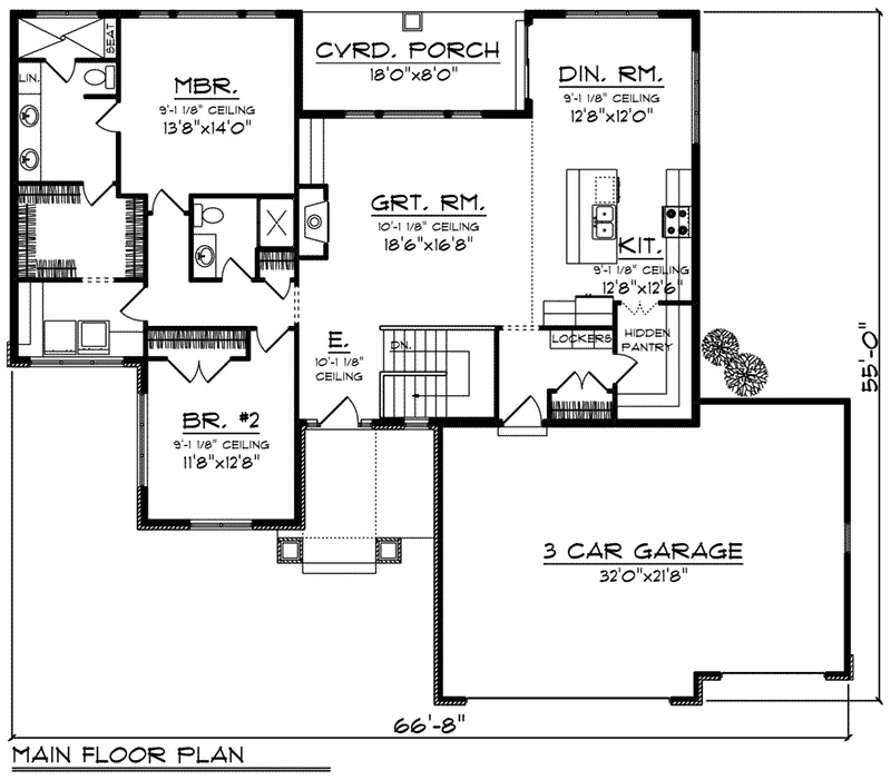 Country House Plan First Floor - Stacie Shingle Craftsman Home 051D-0800 - Shop House Plans and More