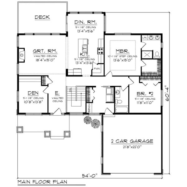 Rustic House Plan First Floor - Owen Country Ranch Home 051D-0801 - Shop House Plans and More