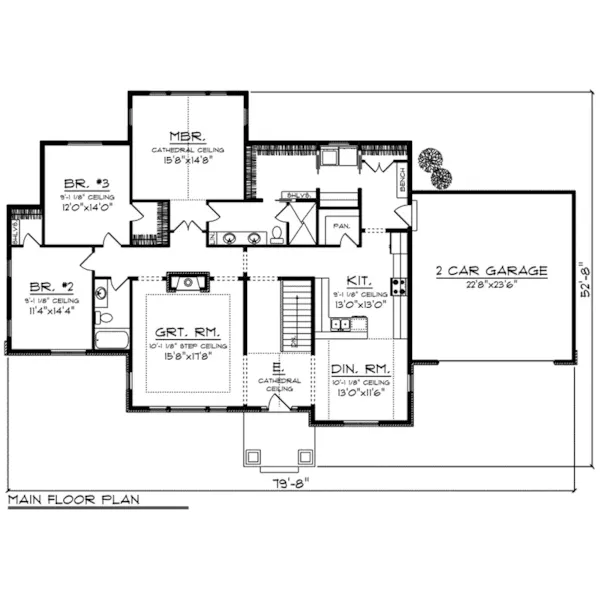 Traditional House Plan First Floor - Derby Bend European Ranch Home 051D-0806 - Search House Plans and More