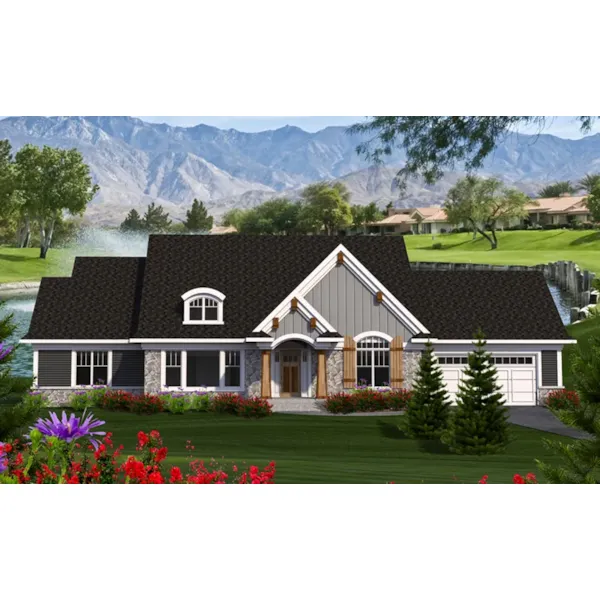 Traditional House Plan Front of Home - Derby Bend European Ranch Home 051D-0806 - Search House Plans and More