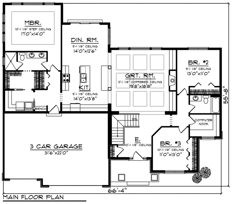 Country House Plan First Floor - Clover Hill Craftsman Home 051D-0807 - Search House Plans and More