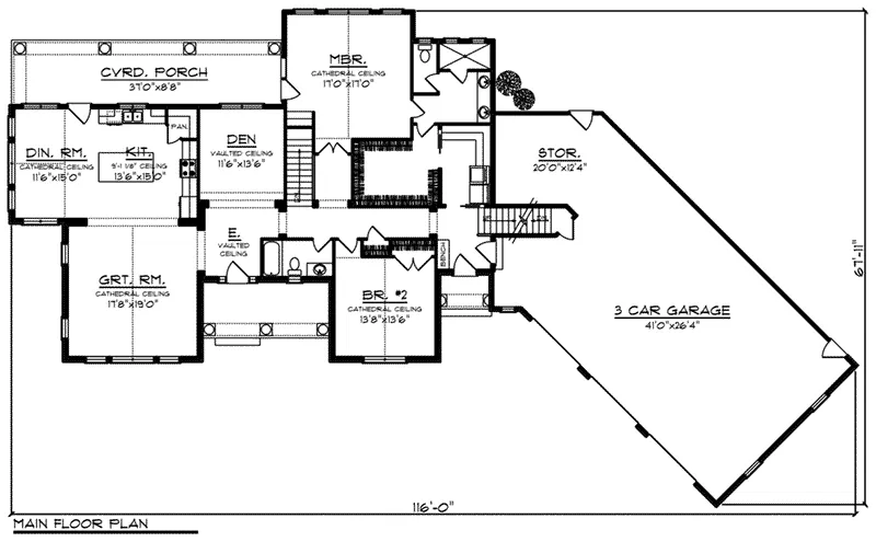 Arts & Crafts House Plan First Floor - Clements Path Craftsman Home 051D-0808 - Search House Plans and More