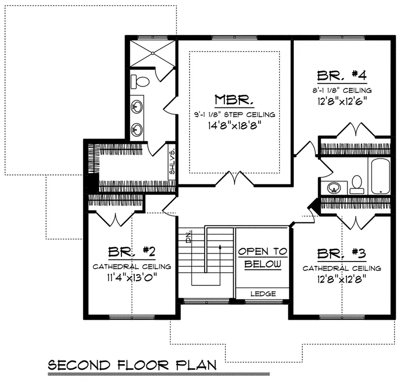 Arts & Crafts House Plan Second Floor - Morrow Lane Shingle Style Home 051D-0810 - Shop House Plans and More