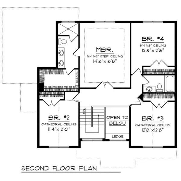 Farmhouse Plan Second Floor - Morrow Lane Shingle Style Home 051D-0810 - Shop House Plans and More