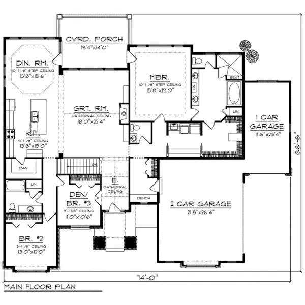 Prairie House Plan First Floor - Alamo Heights Prairie Home 051D-0814 - Search House Plans and More