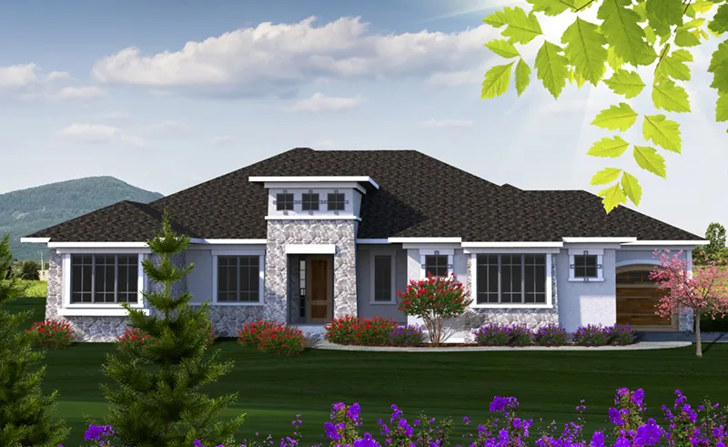 Santa Fe House Plan Front of Home - Alamo Heights Prairie Home 051D-0814 - Search House Plans and More