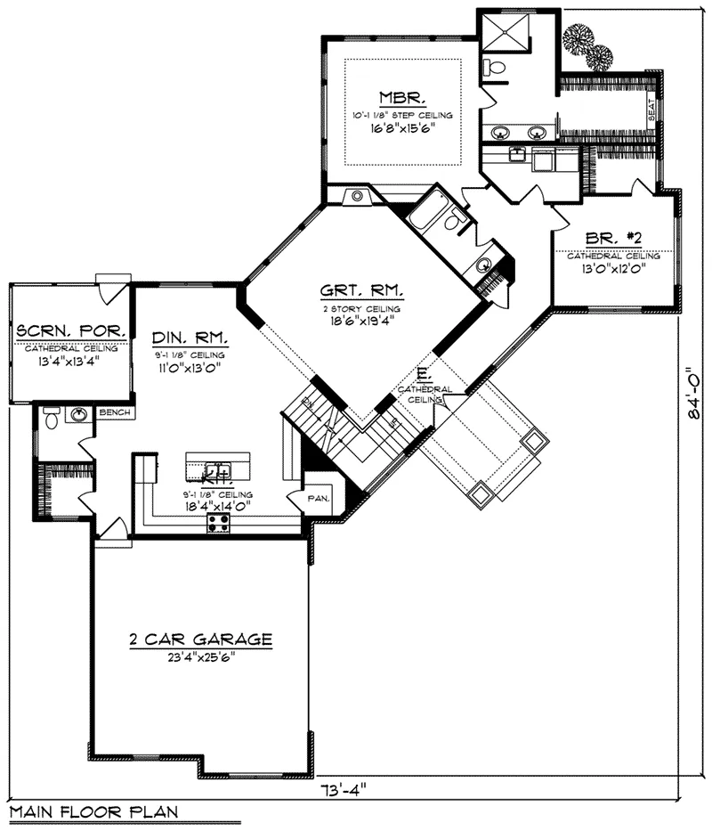 Rustic House Plan First Floor - Birchwood Craftsman Home 051D-0816 - Search House Plans and More