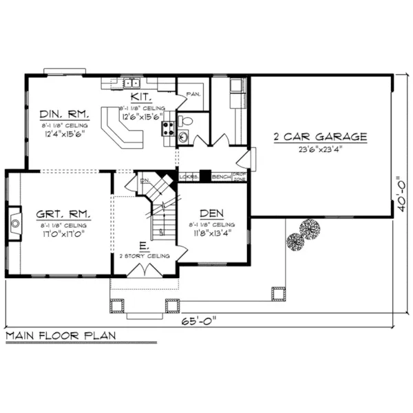 Craftsman House Plan First Floor - Flatley Country Craftsman Home 051D-0817 - Search House Plans and More