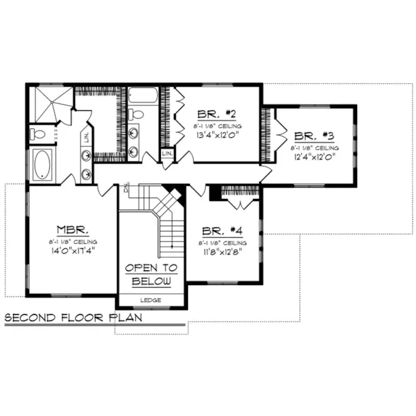 Craftsman House Plan Second Floor - Flatley Country Craftsman Home 051D-0817 - Search House Plans and More