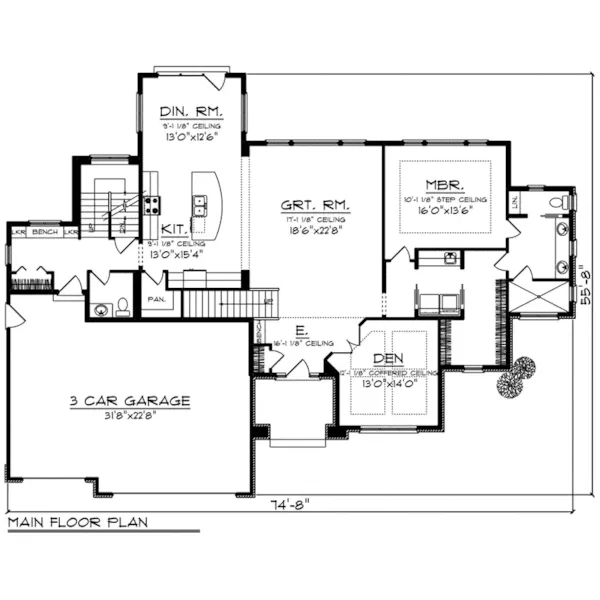 Arts & Crafts House Plan First Floor - Mirabel Traditional Home 051D-0818 - Shop House Plans and More