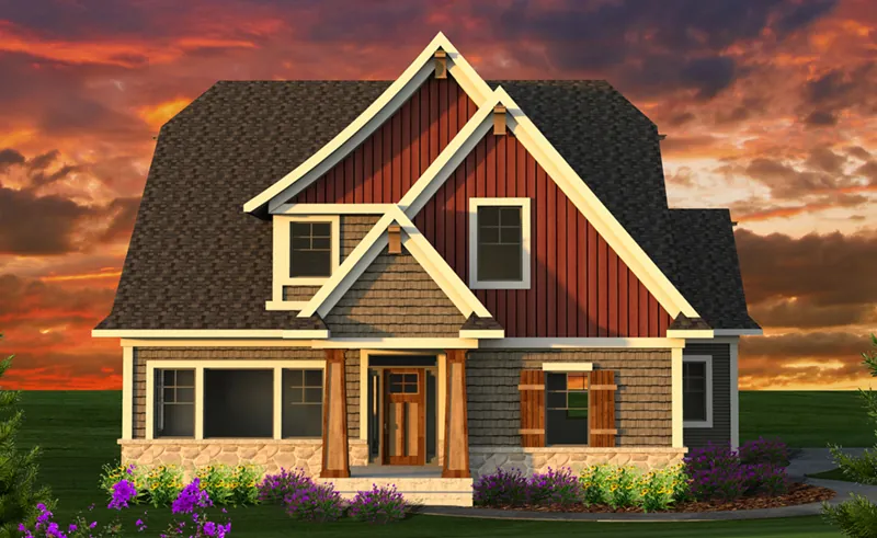 European House Plan Front of Home - Olson Ferry Craftsman Home 051D-0820 - Shop House Plans and More