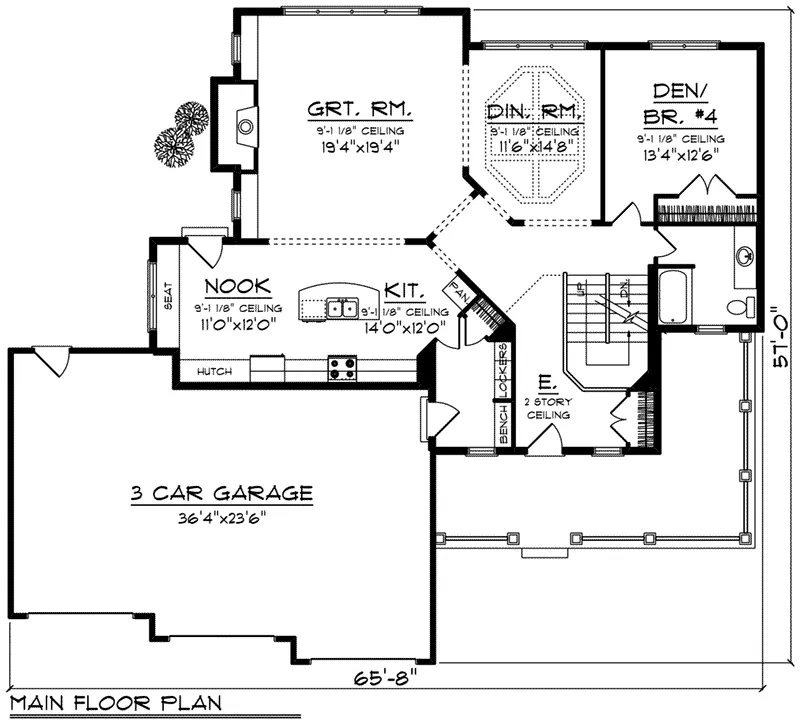 Arts & Crafts House Plan First Floor - Roberts Creek Craftsman Home 051D-0821 - Shop House Plans and More