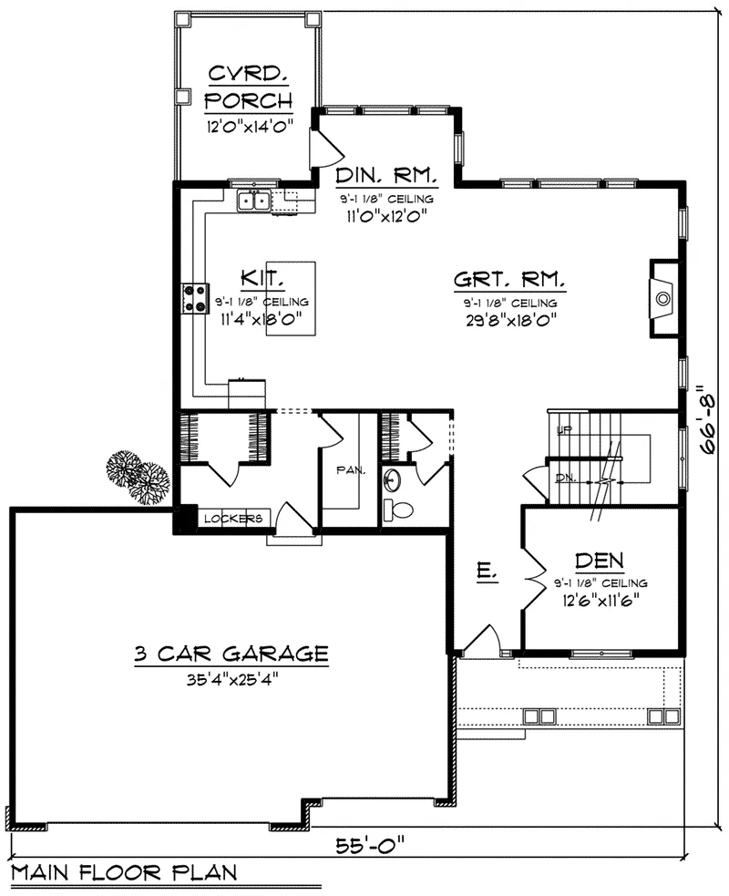 Arts & Crafts House Plan First Floor - Hines Park Craftsman Home 051D-0822 - Search House Plans and More