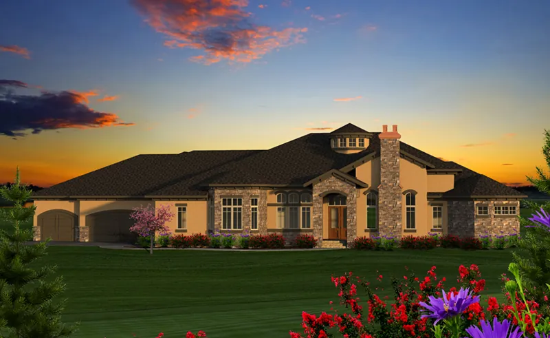 Southwestern House Plan Front of Home - Faracci Italian Luxury Home 051D-0825 - Search House Plans and More