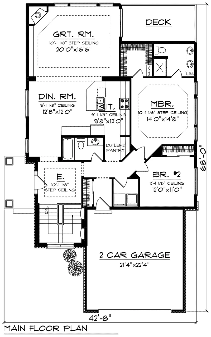 Craftsman House Plan First Floor - Orletto Craftsman Ranch Home 051D-0832 - Shop House Plans and More