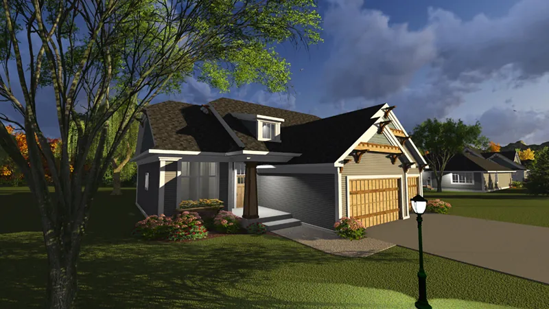 Prairie House Plan Front of Home - Norstead Craftsman Home 051D-0834 - Shop House Plans and More