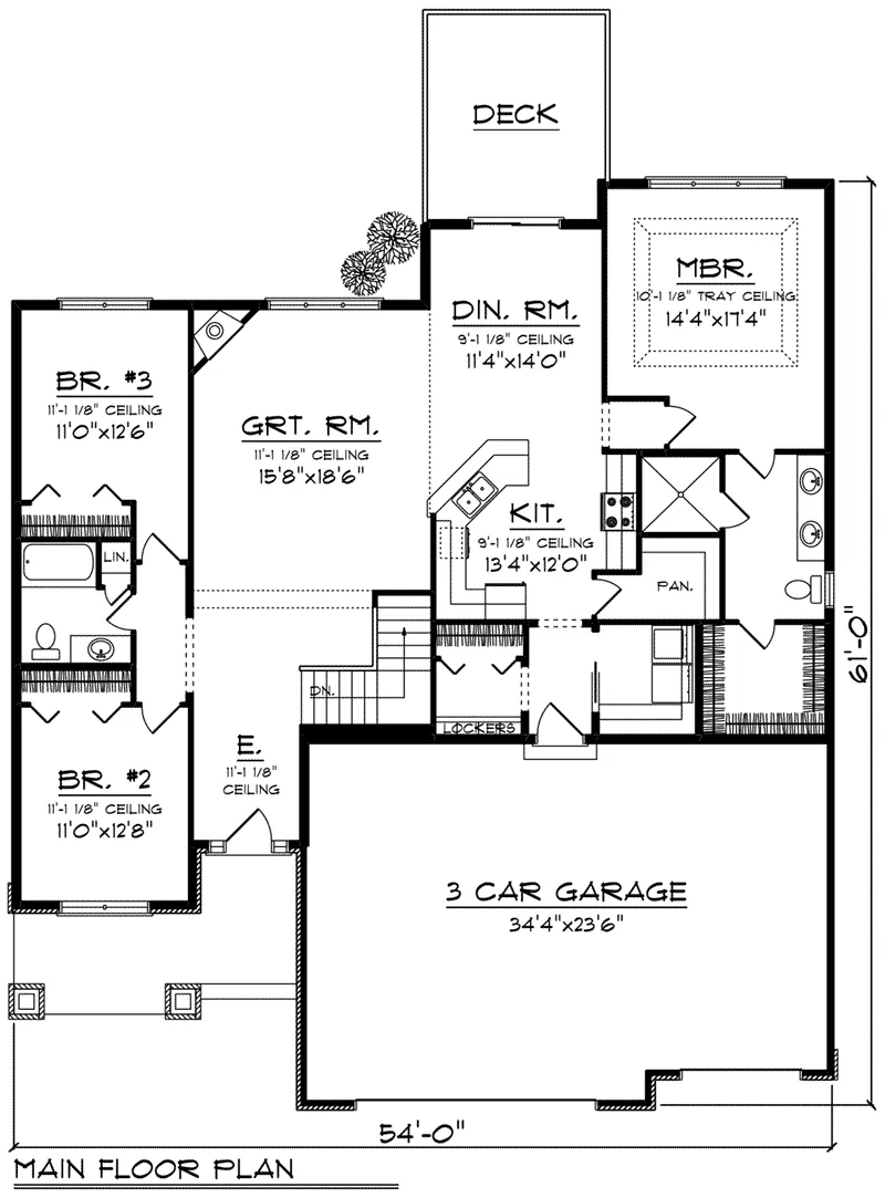 Rustic House Plan First Floor - Percy Arts & Crafts Ranch Home 051D-0835 - Shop House Plans and More