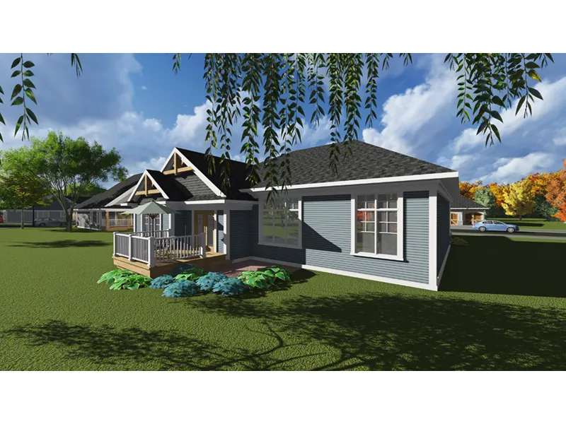 Rustic House Plan Rear Photo 01 - Percy Arts & Crafts Ranch Home 051D-0835 - Shop House Plans and More