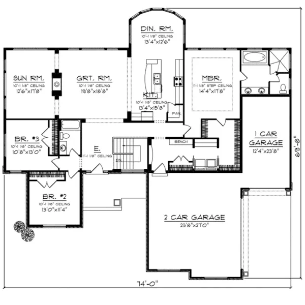 Arts & Crafts House Plan First Floor - Bisbee Lane Craftsman Home 051D-0839 - Search House Plans and More