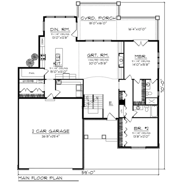 Country House Plan First Floor - Decker Lane Craftsman Home 051D-0842 - Search House Plans and More