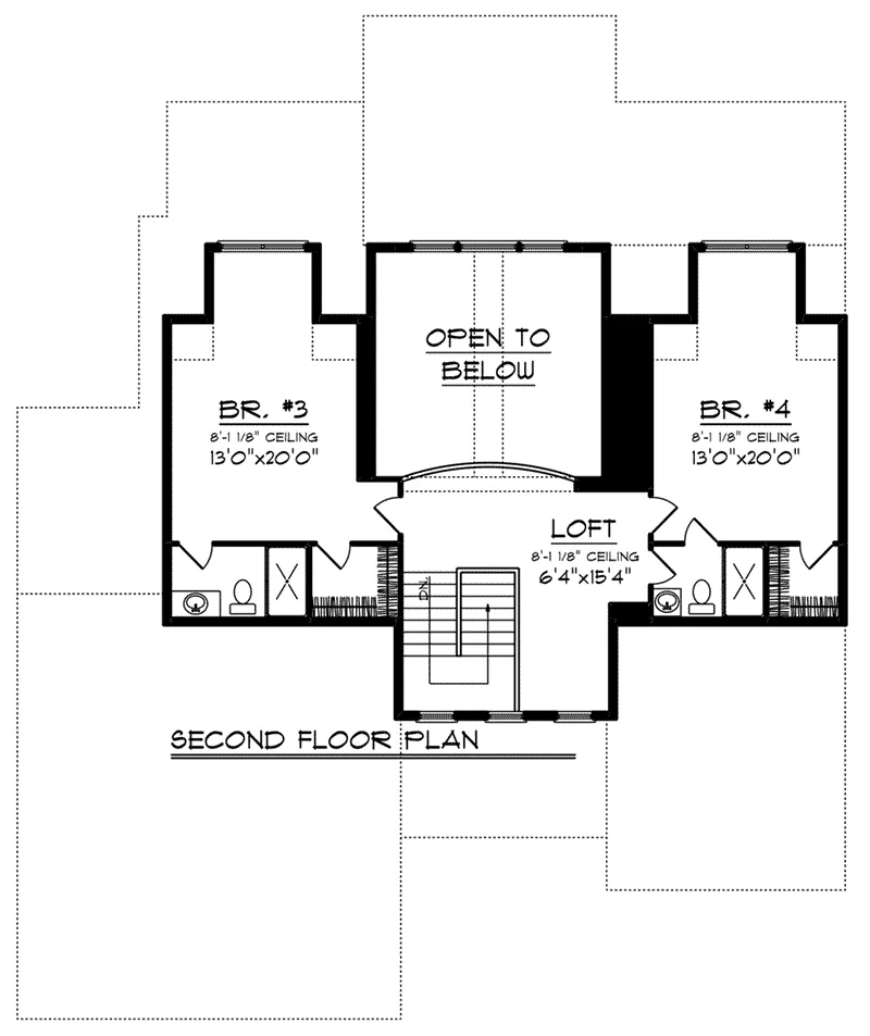 Arts & Crafts House Plan Second Floor - Decker Lane Craftsman Home 051D-0842 - Search House Plans and More
