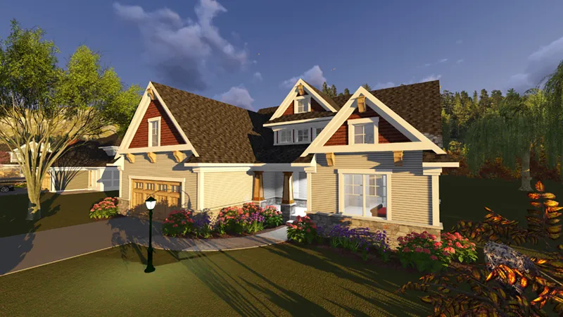 Arts & Crafts House Plan Front of Home - Decker Lane Craftsman Home 051D-0842 - Search House Plans and More