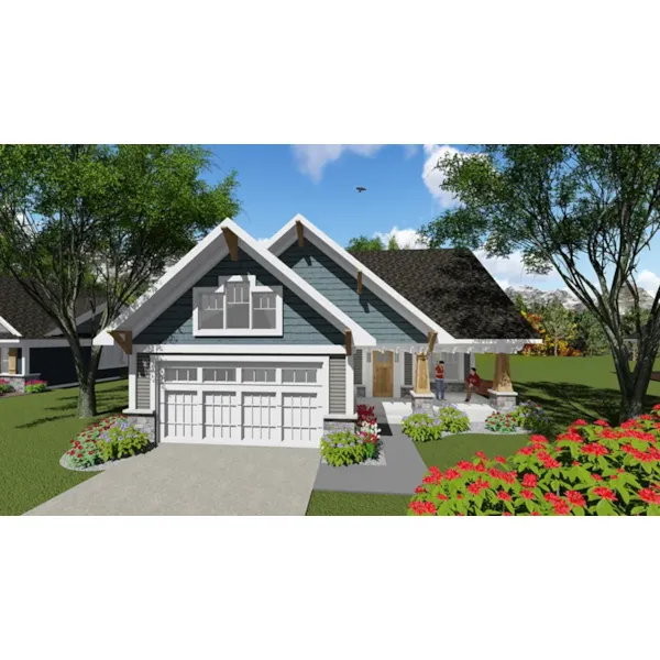 Ranch House Plan Front of Home - Olson Lane Craftsman Home 051D-0847 - Shop House Plans and More