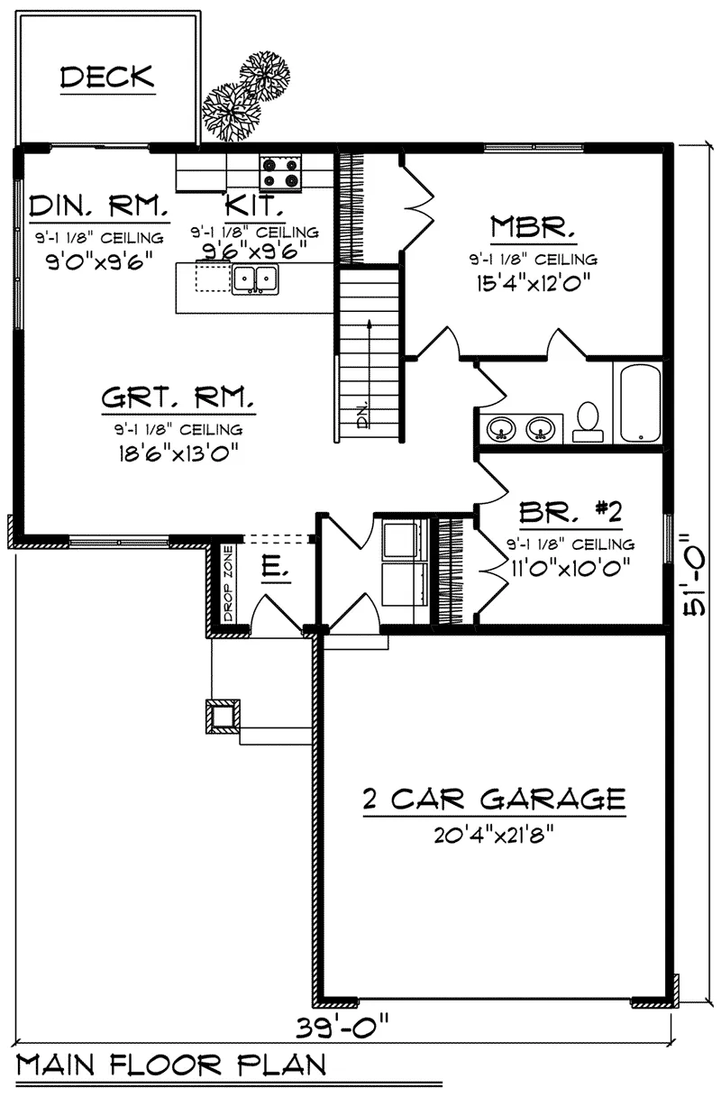 Ranch House Plan First Floor - Sommers Craftsman Cottage Home 051D-0848 - Shop House Plans and More