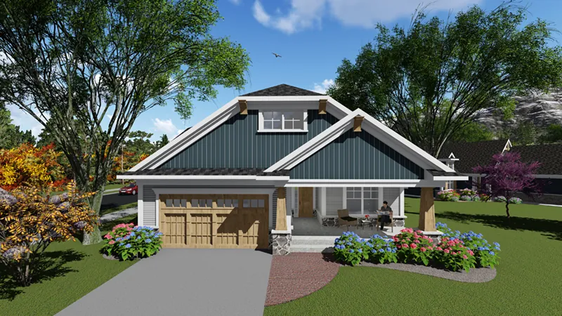 Ranch House Plan Front of Home - Riverdell Craftsman Home 051D-0855 - Shop House Plans and More