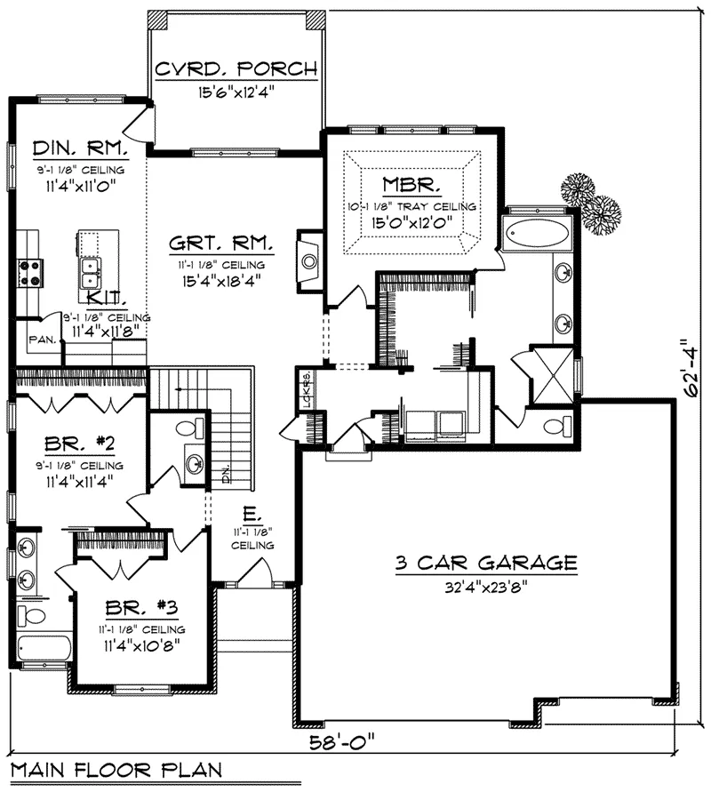 Contemporary House Plan First Floor - Sylvan Modern Ranch Home 051D-0857 - Shop House Plans and More