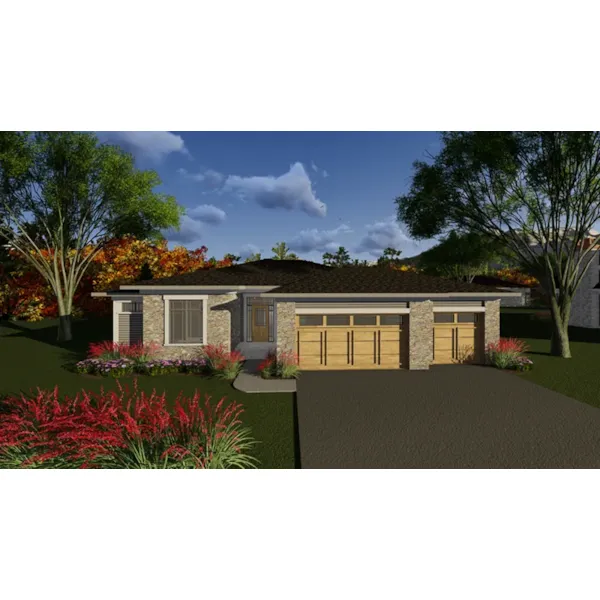 Ranch House Plan Front of Home - Sylvan Modern Ranch Home 051D-0857 - Shop House Plans and More