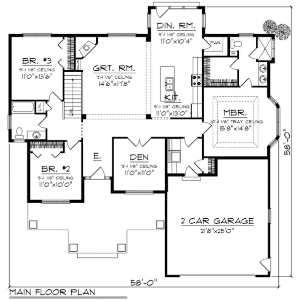 Craftsman House Plan First Floor - Mayer Path Craftsman Home 051D-0858 - Shop House Plans and More