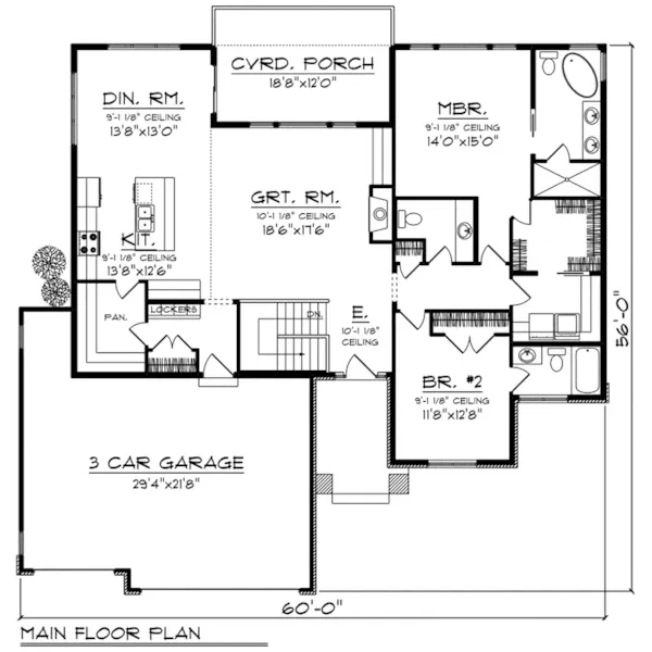 Ranch House Plan First Floor - Maxim Bay Contemporary Ranch Home 051D-0859 - Shop House Plans and More