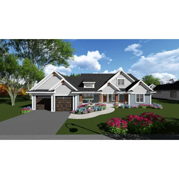 Craftsman House Plan Front of Home - Levi Mill Ranch Home 051D-0864 - Shop House Plans and More