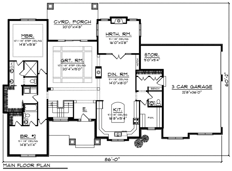 Craftsman House Plan First Floor - Robinsons Way Ranch Home 051D-0868 - Shop House Plans and More