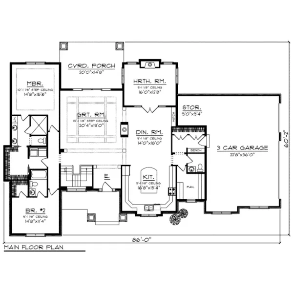 Craftsman House Plan First Floor - Robinsons Way Ranch Home 051D-0868 - Shop House Plans and More