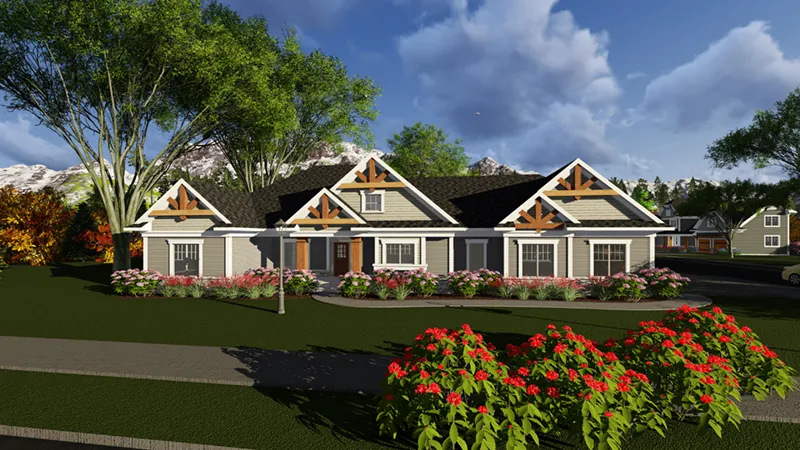 Craftsman House Plan Front of Home - Robinsons Way Ranch Home 051D-0868 - Shop House Plans and More
