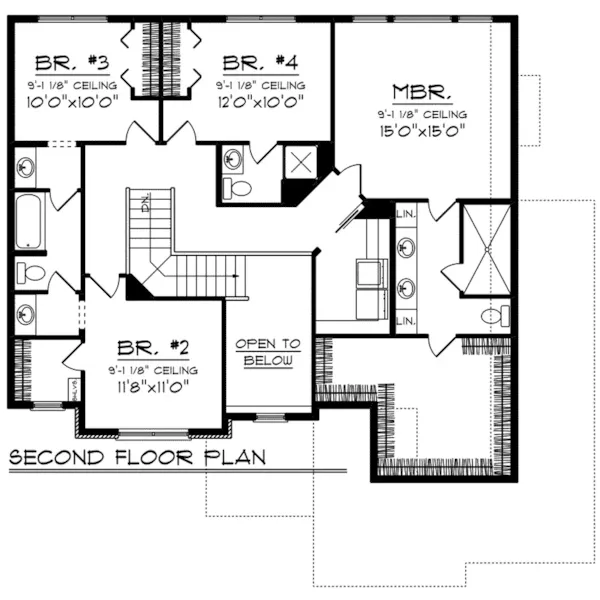 Craftsman House Plan Second Floor - Sweetberry Craftsman Home 051D-0869 - Shop House Plans and More