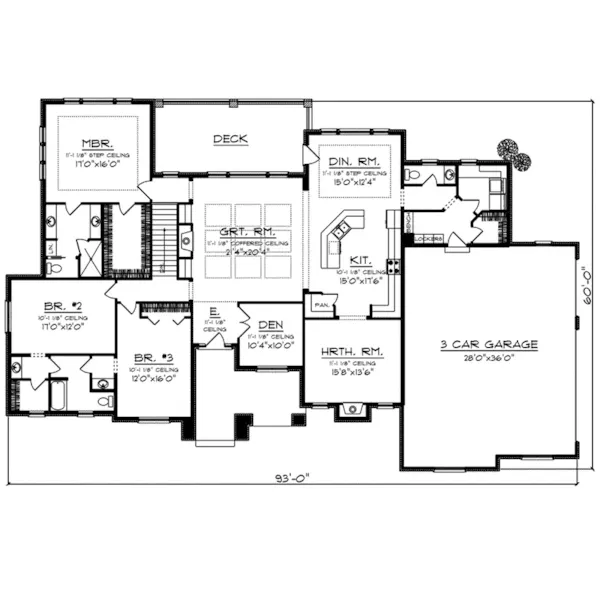 European House Plan First Floor - Weller European Ranch Home 051D-0872 - Shop House Plans and More