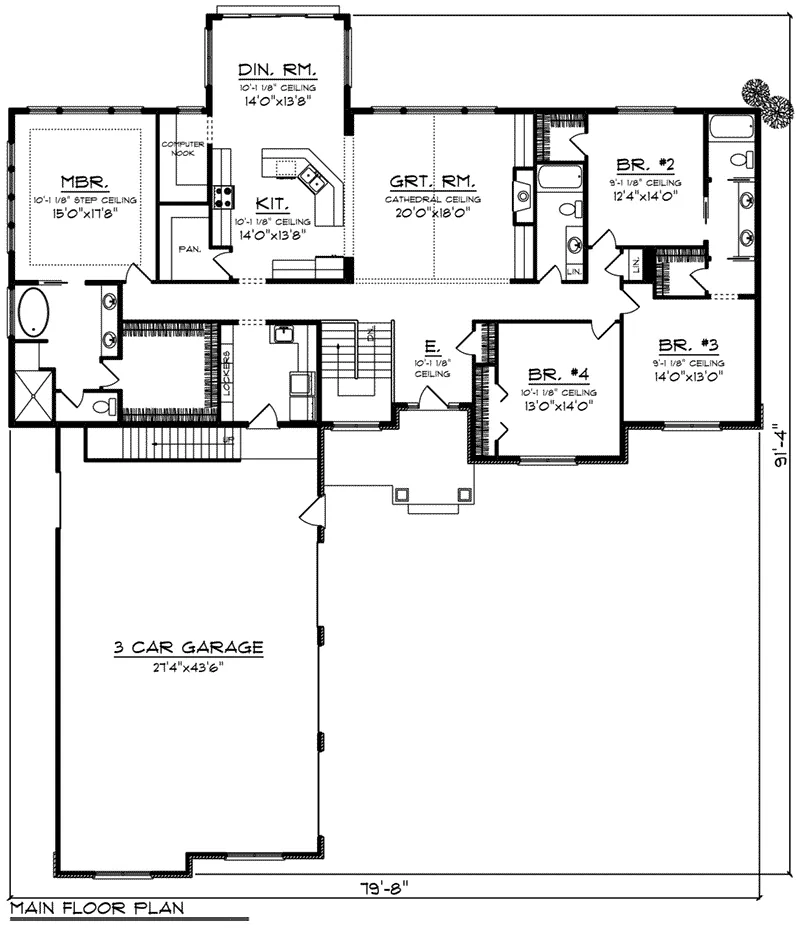 Ranch House Plan First Floor - Woodlawn Ranch Home 051D-0873 - Shop House Plans and More