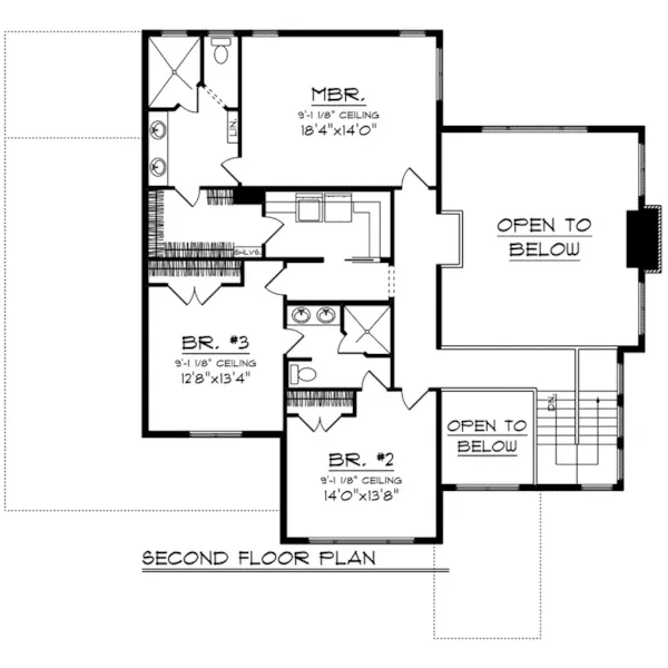 Craftsman House Plan Second Floor - Wylie Prairie Style Home 051D-0874 - Shop House Plans and More