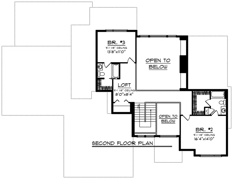 Craftsman House Plan Second Floor - Wright Modern Prairie Home 051D-0875 - Shop House Plans and More