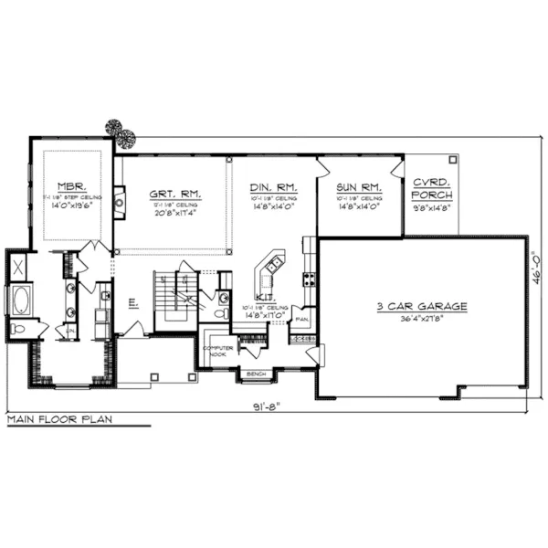 Craftsman House Plan First Floor - York Traditional Home 051D-0876 - Shop House Plans and More